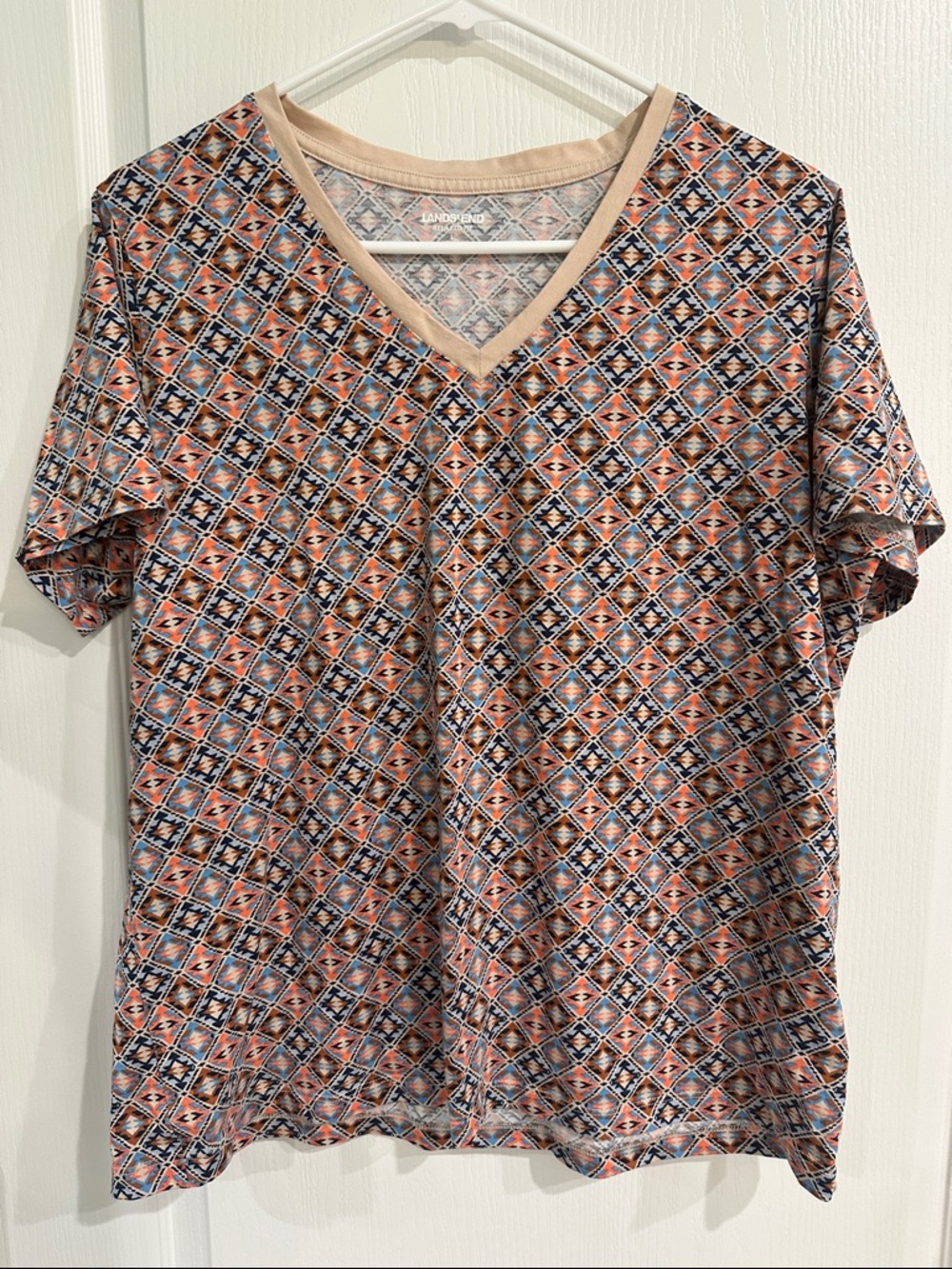 Women's Lands’ End V-Neck Patterned Top